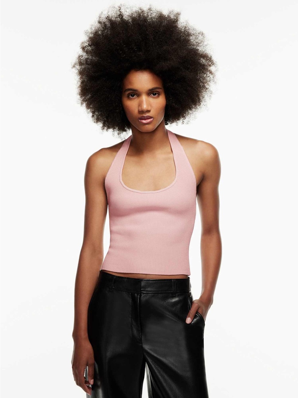 Aritzia Babaton Sculpt Knit Backless Halter Top- pink size s